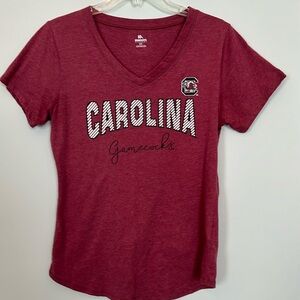 South Carolina Gamecocks v-neck tshirt in garnet. Women’s size medium